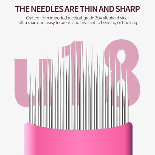 50Pcs Professional Nano Microlading Needles U Shape Microblades 0.18mm Diameter Disposable Manual Eyebrow Tattoo Blades for Hair Strokes Permanent Makeup Supplies Microblading Kits (18 U)