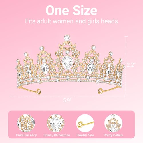 Tiara Crown for Women, Headband Hair Accessories for Birthday Wedding Party Costume
