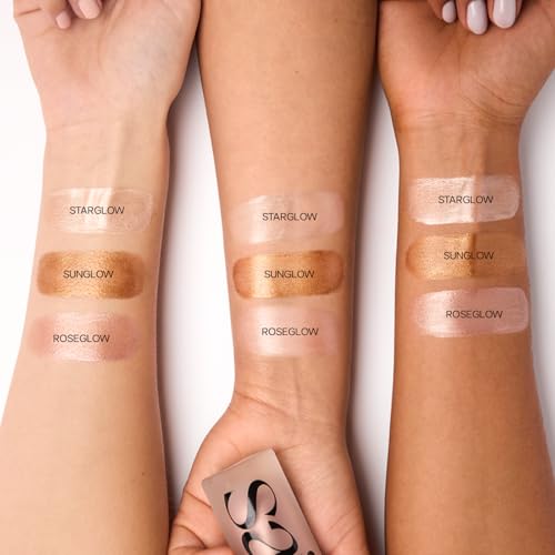 Saie Mini Glowy Super Gel - Hydrating Makeup Primer and Illuminating Glow Serum Enriched with Vitamin C and Squalane Oil - All-Over Liquid Highlighter Makeup for Instant Glass Skin - Roseglow (0.5 oz)