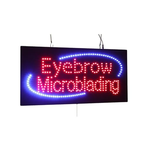 Eyebrow Microblading Sign, 24"x12", 60x30cm, TOPKING, LED, Neon, Florescent, Signage, Signboard, Display, Billboard, Screen, Grand Opening, Gift