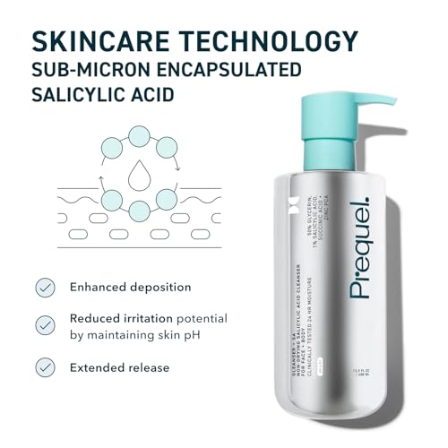 Prequel Skin Gleanser SA, Moisturizing Glycerin Face Wash,1% Salicylic Acid Face Cleanser, Unscented and Combination Skin Face Soap, 13.5 ounce (each) Pump Bottles - 6.75 fluid ounce (Pack of 2)