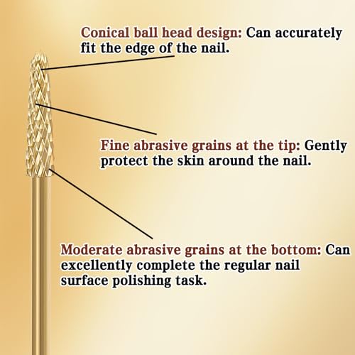 2Pcs 3/32" Cuticle Bit Gel Remover Drill Bit, Remove Dead Skin Small Cone Clean Medium Grit Carbid Professional Manicure Tool for Electric Nail Drills Conical Accessories for Home Use Nail Salons
