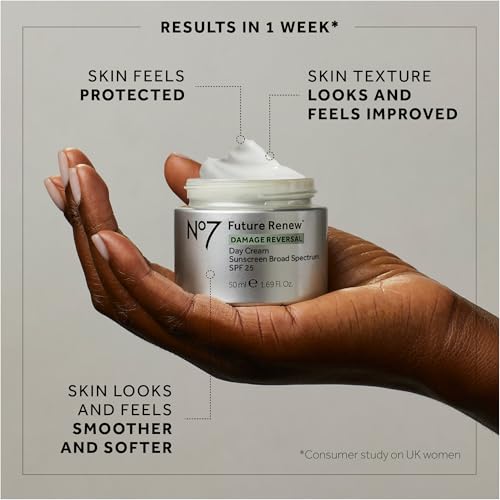 No7 Future Renew Damage Reversal Face Cream with SPF 25 - Anti Aging Face Moisturizer with Skin Firming Benefits - Formulated with Peptide Technology to Protect, Repair & Intensely Hydrate (1.69 Oz)