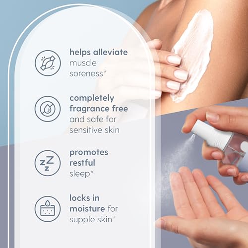 Unscented Magnesium Lotion & Spray for Sleep, Suitable for Sensitive Skin, Helps with Muscle Relaxation, Soothes Tired Legs & Foot Aches and Supports Restful Nights, 8 & 12 fl oz by M3 Naturals