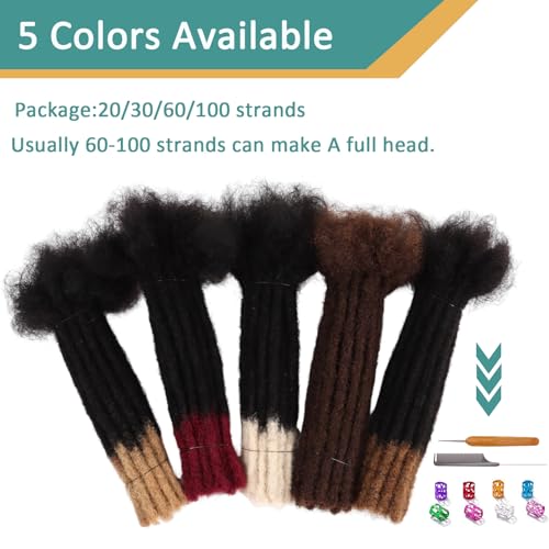 Viovian 0.6cm Dread Extensions Human Hair 14 Inch 60 Strands Ombre Loc Human Hair Dreadlock Extensions for Men Human Dreads Extensions Color 1b/27