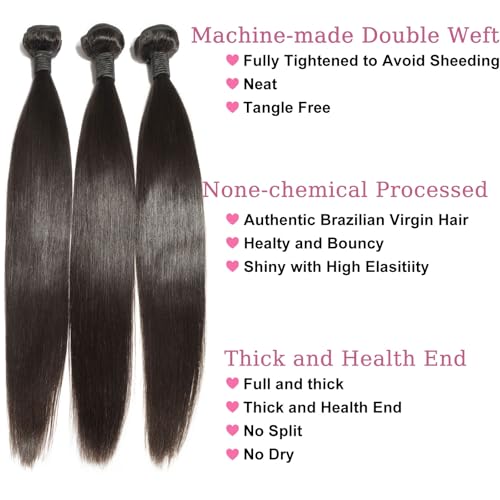 14A Virgin Human Hair Bundles 3pcs/set 240g 16 18 20 Inch Natural Color Straight Hair Extensions - Long-Lasting, BrazilianRaw Remy Human Hair for Volume & Luxurious Styles