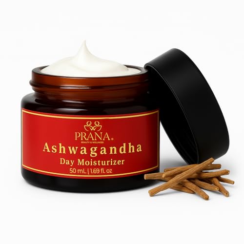 PRANA Ashwagandha Day Face Moisturizer - Natural Face Lotion with Ayurvedic Ingredients like Licorice, Almond Oil, Gotu Kola - Skin Repair & Hydration, Vegan, Fragrance & Cruelty-Free Lotion (50ml)