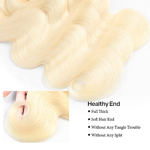 34 34 34 Inch AuokMar Blonde Human Hair Bundles 613 Body Wave Bundle Unprocessed Virgin Hair 3 Bundles 8A Grade 613 Blonde Body Wave Bundle
