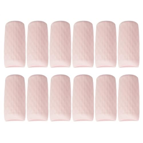 Mini Skater 12pcs Silicone Travel Bottle Cover Reusable Elastic Sleeve Fit Standard Toiletry Container Stretching Bottle Lid Cap for Luggage Bag Suitcase Prevent Leakage Solution (Light Pink)