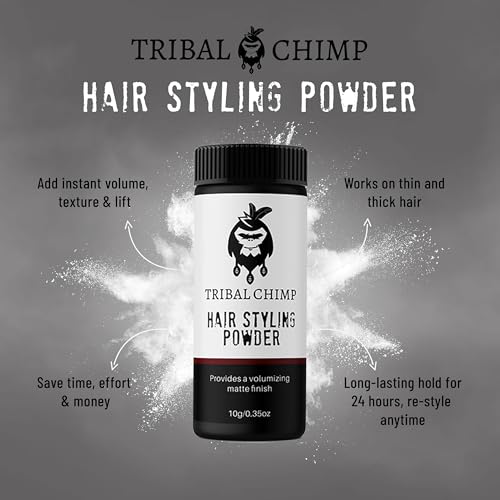 Tribal Chimp Hair Styling Powder for Men & Women ? Hair Volumizer & Texture Powder for All Hair Types with Matte Finish ? 24H Invisible Hold, Adds Volume & Texture, Non-Sticky and Smells Great ? 10g