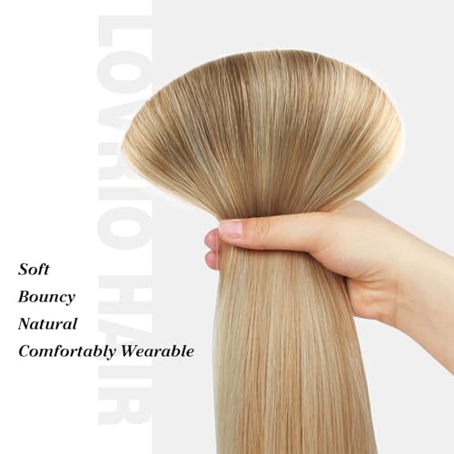 Lovrio 22 inch 140g balayage clip in hair extensions Ash Brown/Light Chestnut Brown Fading to Dirty Blonde and Platinum Blonde B8-18-60 7 pieces 18 clips