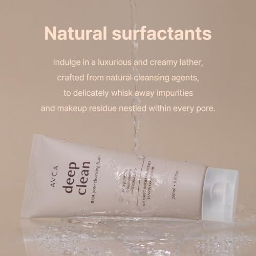 AVCA BHA Pore Cleansing Foam - Korean Facial Cleanser, Face Wash, Daily Dead Skin Care for All Skin type Facial Wash, Face Cleanser with BHA, Korea Skincare (200ml/6.76 fl.oz)