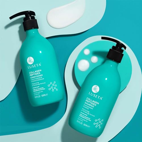 Luseta Thickening Shampoo and Conditioner Set with Collagen Peptides Strengthen and Moisturize for Thin & Dry Hair, Promote Thickness and Reduce Breakage for Fuller-Looking Hair 16.9oz¡¿2