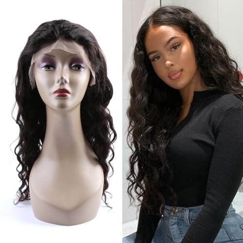 Natural Color Loose Deep Wave Wigs Virgin Human Hair 130% Density Full Lace Wigs With Brazilian Human Hair For Ladies (Full Lace Wigs, 12 inch)