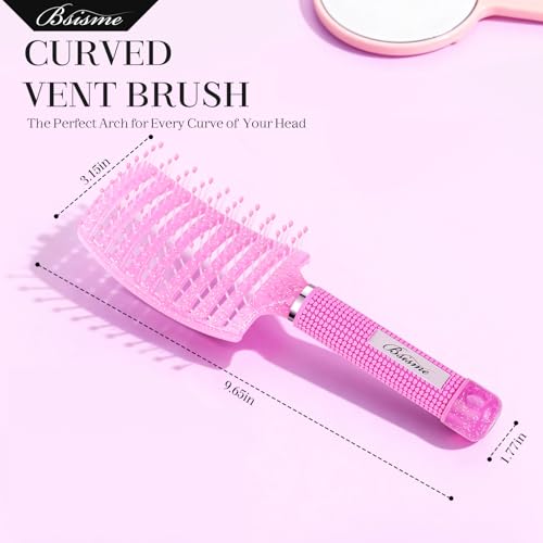 Bsisme Hair Brush, Professional Curved Vented Brush for Faster Blow Drying, Detangler & Frizz-Free on Curly Wet Thick Fine Hair for Women Men Kids