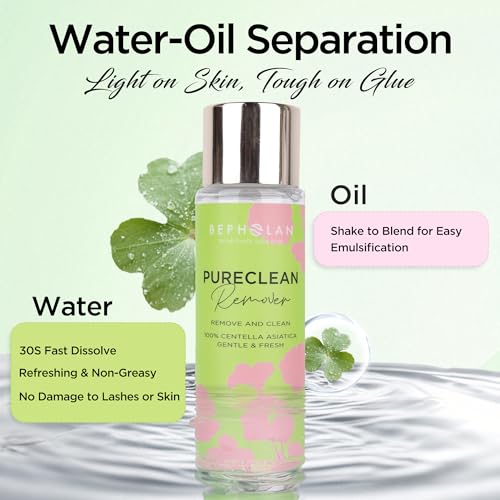 BEPHOLAN Cluster Lash Glue Remover 60ml, DIY Eyelash Extension Remover, Bond & Seal Adhesive Professional & Self Use, for Sensitive Eyes, Eye Makeup & Mascara Remover
