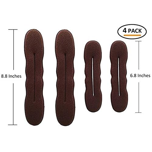 Styla Hair Magic Bun Maker (2 Small, 2 Large) Foam Sponge Bun Shaper Hair Accessories (Brunette)