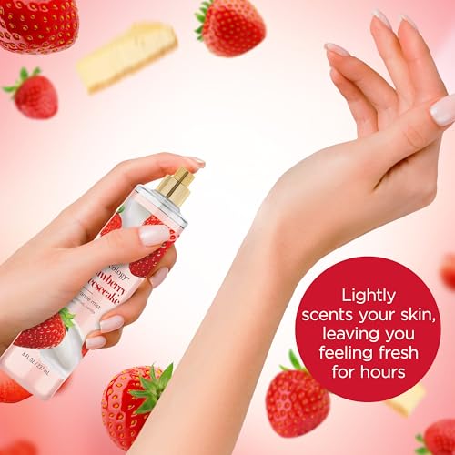 Bodycology Long-Lasting Fragrance Body Mist, Strawberry Cheesecake, 8 fl oz (Pack of 2)