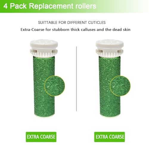 4 Pack Extra Coarse Green Replacement Roller Refills Compatible with Scholl Express Pedi Foot Smoother