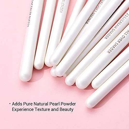 Jessup Small Eye Makeup Brush Set Professional 15pcs White/Silver Premium Natural-synthetic Eye Shadow Blending Concealer Eye & Brow Liner Brushes, T237