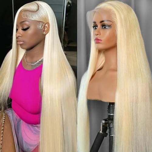36 Inch 613 Lace Front Wig Human Hair 200 Density Blonde Wig Human Hair 13X6 HD Transparent Lace Front Wigs Human Hair Blonde Glueless Wig for Women Pre Plucked with BabyHair