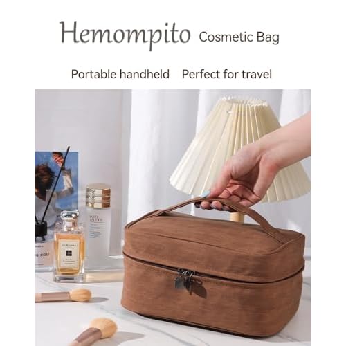 Cosmetic Bag for Women, Large Makeup Bag with Detachable Small Bag, Waterproof Makeup Pouch with Handle & Multiple Compartments, Smooth Zippers, Easy to Clean, Built to Last for Home, Travel