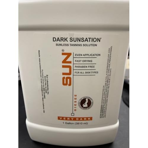 Dark Sunsation Spray Tan Solution 1 Gallon - Professional Airbrush Tanning Solution, Ultra Dark Self Tanner, Non-Toxic Sunless Tanning Spray, Fake Tan, Spray Tan, Tanning Spray for Perfect Glow