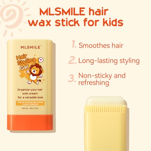Hair Wax Stick for Baby Styling, 2-in-1 Design with Built-in Comb, Slick,for Kids Waxes, Moisturizing, Non-Greasy, Easy to Use, Compact and Portable