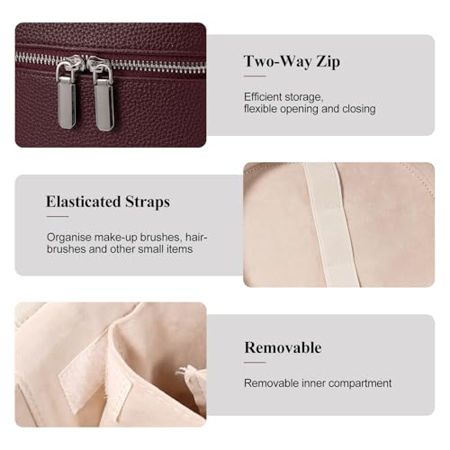 Makeup Bag, Travel Make up Case with Compartments and Handle, Portable Cosmetic Organizer Bags,Toiletry Bag for Women
