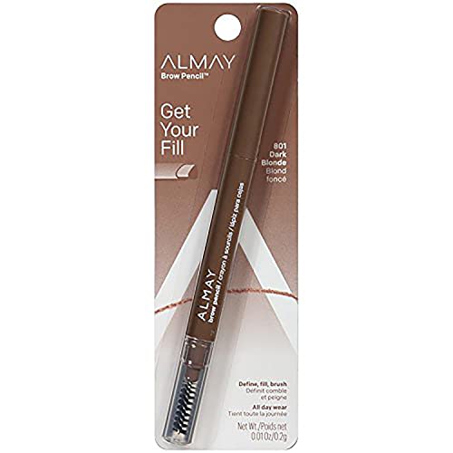 Almay Eyebrow Pencil with Spoolie Brush, Easy to Achieve Brows, Hypoallergenic, 801 Dark Blonde