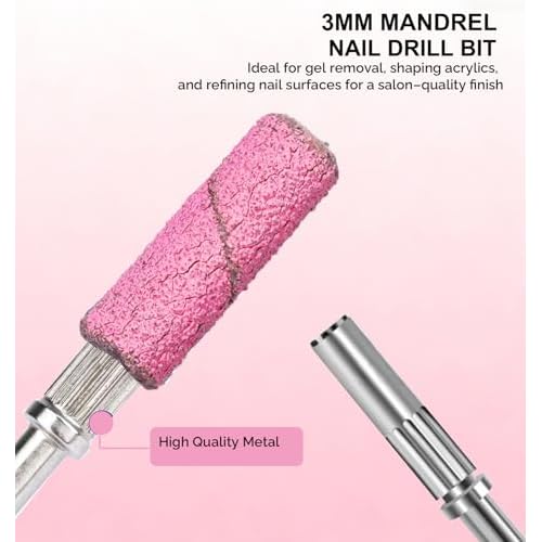 100Pcs Mini Nail Drill Sanding Bands with 3/32 Inch Mandrel Bit, 80/120/180/240 Grit Nail File for Acrylic Nails Gel Manicures and Pedicure