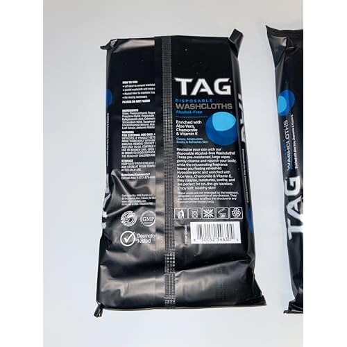 Generic- Tag 2 PACK Disposable Washcloths Alcohol-Free 18 per Pack, 36 total cloths, 12" x 8", Enriched with Aloe Vera, Chamomile, & Vitamin E. Not Flushable
