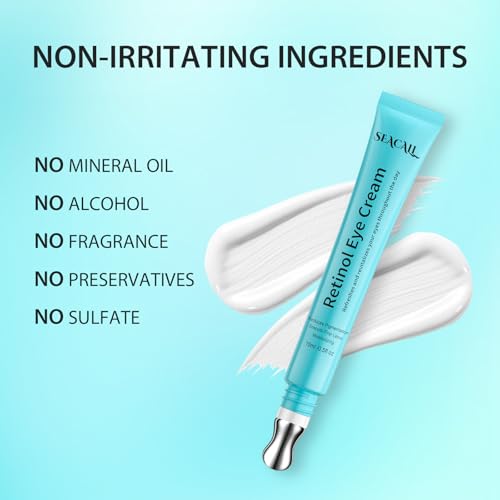 Retinol Eye Cream - Eye Serum for Dark Circles & Puffiness Anti-Aging - Under Eye Cream with Hyaluronic Acid & Caffeine to Reduce Wrinkles & Repair the Eye Area (15ml)