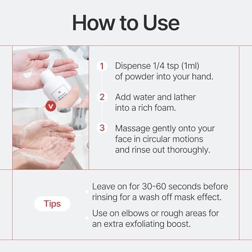 B6 Enzyme Powder Face Cleanser, Korean Skin Care Exfoliating Face Wash with PHA and Papain Enzyme, Face Exfoliator with Calamine and Vitamin B6, Gentle Cleanser, 55g (1.94 Oz)