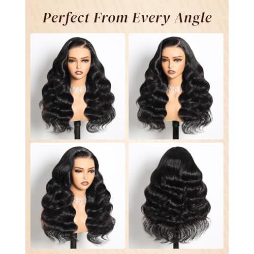 Arabella 6x5 Wear and Go Glueless Wig 12a Glueless Wigs Human Hair Pre Plucked Pre Cut 210% Density Loose Body Wave Lace Front Wigs Human Hair 100% Pre Bleached Knots Wig (20inch, 5X6 Body Wave)