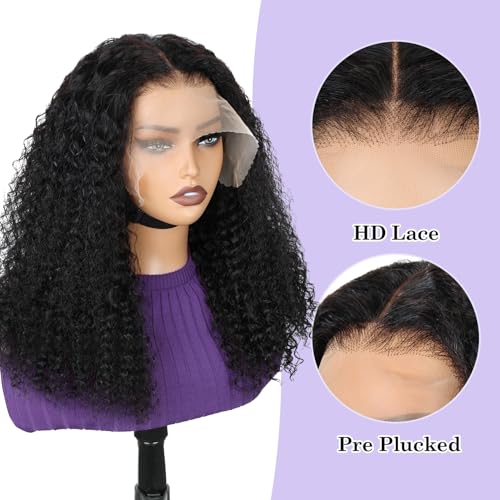 13x6 Kinky Curly Lace Front Wigs Human Hair Curly Wig 24 Inch 12A Brazilian Pre Plucked with Baby Hair HD Transparent Lace Frontal Wigs for Women