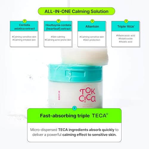Calming Tok Cica Heartleaf Trouble Pads, Cooling & Hydrating Facial Toner Pads for Sensitive Skin, Mild Exfoliating & Soothing, Easy-Split for Multi-Use, Daily Korean Skin Care (70 Sheets)