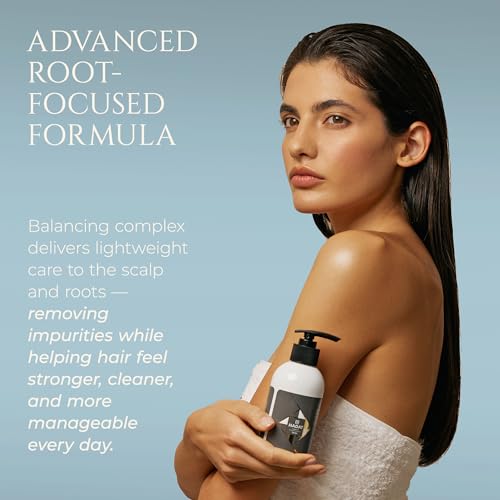 HADAT Root Strengthening Shampoo Hair Growth - Premium Rosemary Clarifying Shampoo for Oily Scalp - Moisturizing Volumizing - Sulfate Low, p-H Balanced, for Women & Men, 8.45 Fl Oz