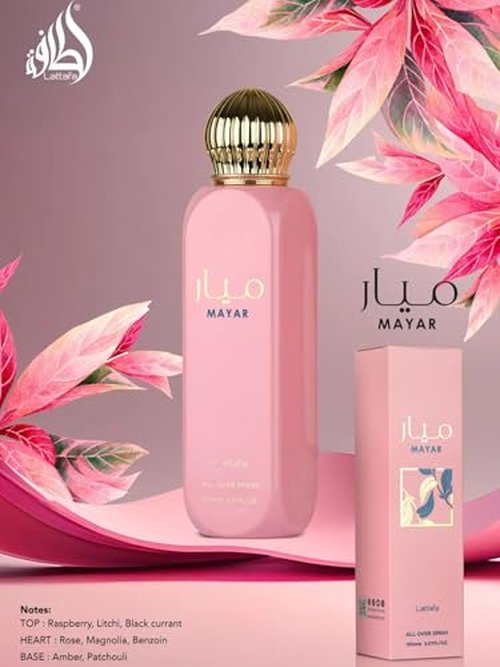 Lattafa Mayar – Fruity, Floral, Sweet, Amber – All Over Spray Long-Lasting Fragrance for Women, 5.07 Ounce / 150 ml