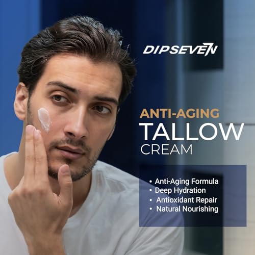 6 in 1 Face Cream with Beef Tallow: 6 in 1 Mens Face Moisturizer, Mens Face Tallow Cream Anti Aging - Eye Bags Treatment & Wrinkle Cream for Men 1.7 oz