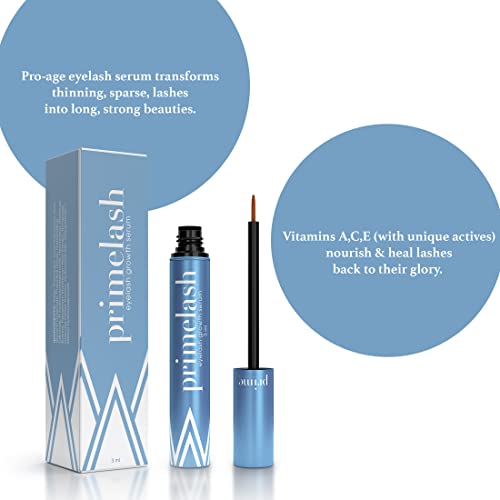 Prime Prometics PrimeLash Growth Serum for Women Over 50 ? Grow More Lashes ? Thick, Strong, Lifted ? in 1 Swipe a Night, Vitamin Infused, For Sensitive Eyes