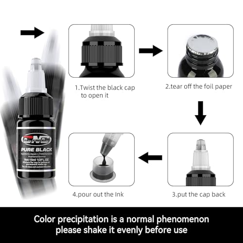 CNC Tattoo Ink Set 1/2oz (15ml) Tattoo Supply Ink USA 16 Colors Pigment Kit for Lining, Shading TI6003-15-16