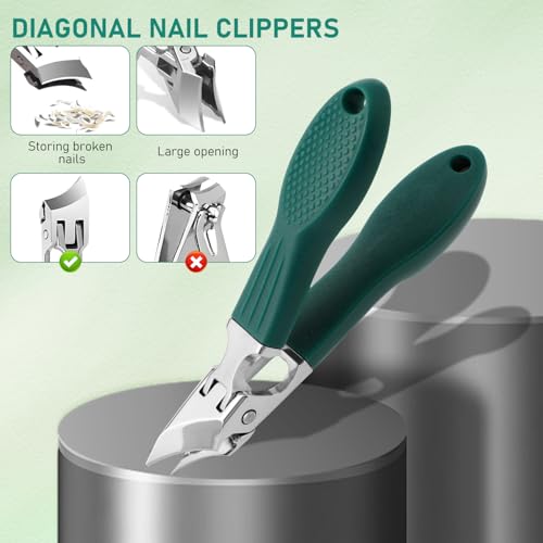 3Pcs Eagle Beak Beveled Nail Clippers,Wide Jaw Opening Anti-Splash Slanted Nail Clipper,Edge Nail Clippers,Long Handle Wide Jaw Opening Anti-Splash Slanted Nail Clipper for Men Women