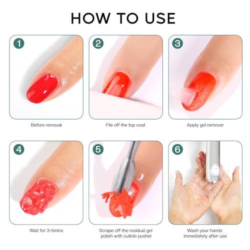 Morovan Gel Nail Polish Remover: Easy Remove Gel Polish Natural Formula Portable Kit with Cuticle Pusher & Scraper No Soaking or Wrapping