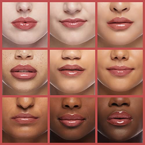 Rosewood Hydrating Lip Glow Oil, Moisturizing Gloss, Plumping Oil, Non-Sticky Long Lasting Gloss, Transparent Tinted, Reduces Lip Lines