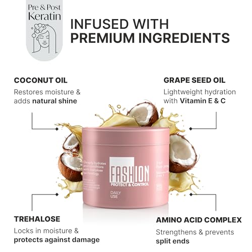 Fashion Gold, Hair Mask for Damaged Hair, Ideal as Post Keratin Treatment, Tratamiento para Cabello Seco y Maltratado, Hair Mask for Dry Damaged Hair and Growth, Mascarilla para el Cabello, 500g