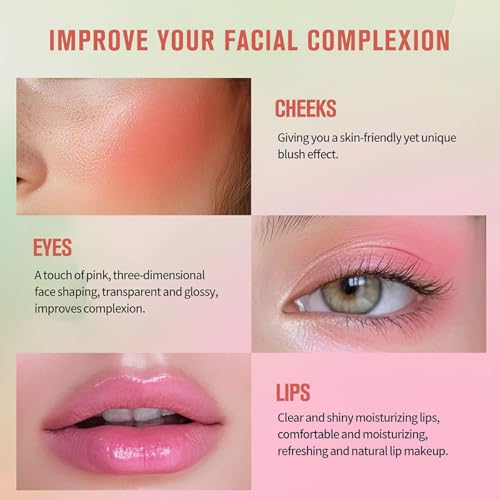 PH Color Changing Blush Stick, Multi-Use Makeup Blush Stick Cream Blush Stick, Tinted Solid Moisturizer Stick for Cheek & Eyes & Lips (#1 PH Shy Pink)