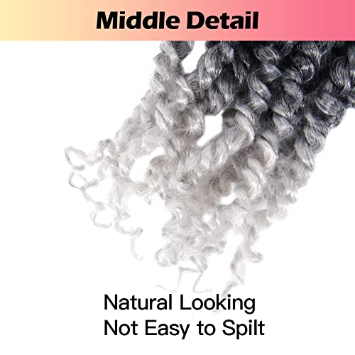 Niseyo 6 Inch Passion Twist Hair Pre-twisted 8 Packs Pre-looped Crochet Passion Twist Crochet Hair Short Braids (TGrey)