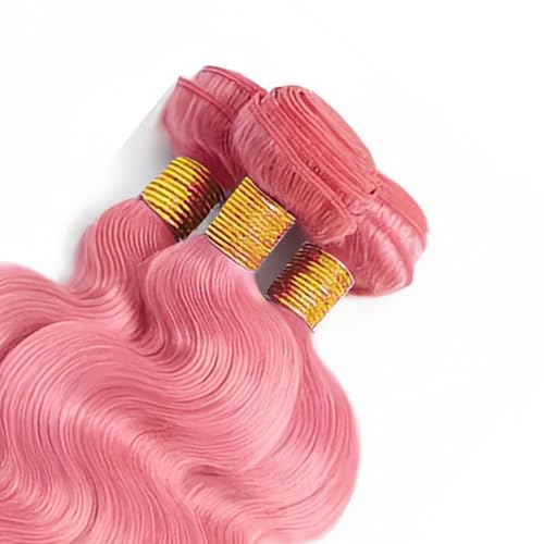 Pink Bundles Human Hair Body Wave Bundles 14 16 18 Inch Unprocessed Brazilian Virgin Hair 3 Bundle 50 Gram Per Bundle Deals Quick Weave Hair Extensions