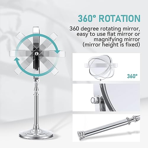 MIYADIVA Magnifying Mirror 20x, Double Sided 1X & 20X Magnifying Mirror on Stand, Large Tabletop Magnified Vanity Mirror, Magnified Mirrors with 360¡ÆRotation for Bathroom or Bedroom,8 Inches